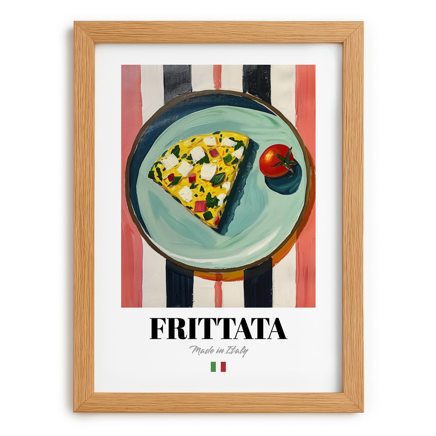 Frittata – Italian Snack Dish, Restaurant Poster, set in oak frame