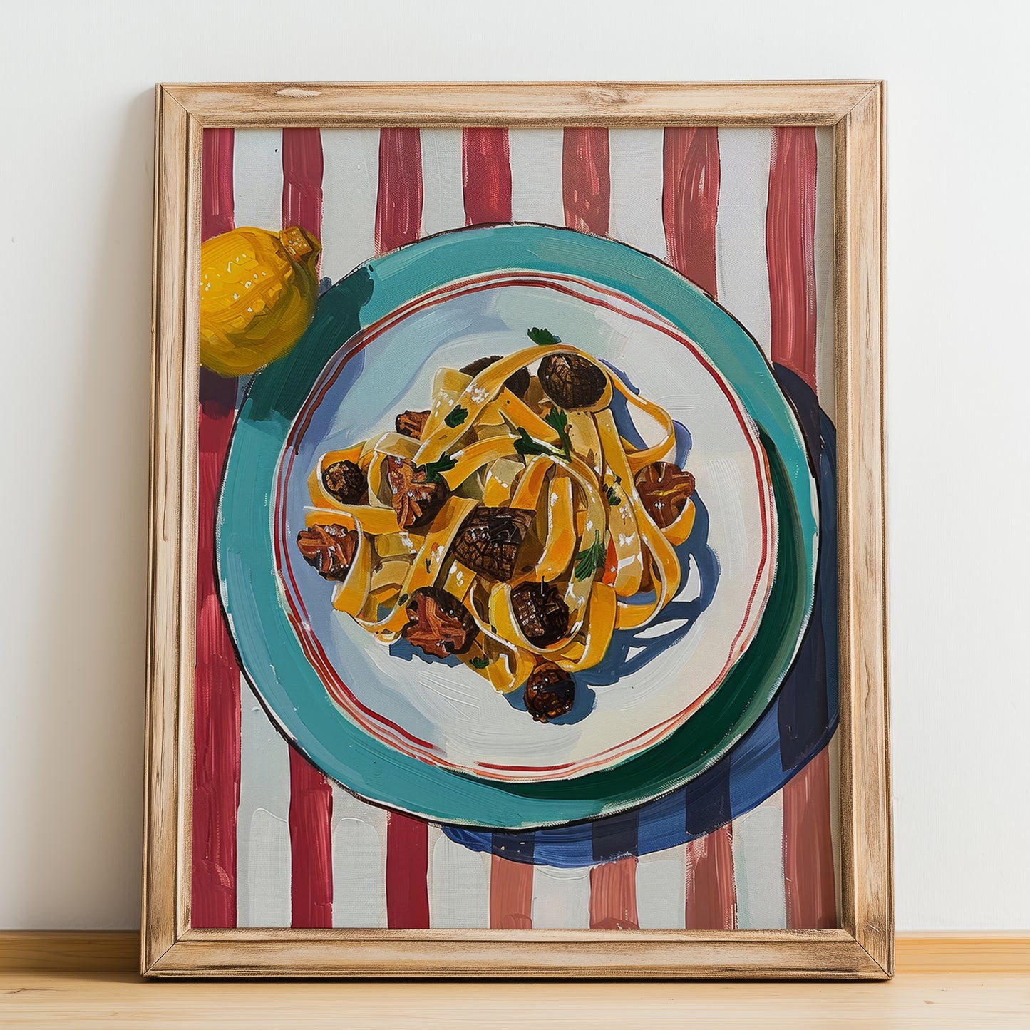 Tagliatelle al Tartufo – Italian Pasta, Osteria Wall Art, no-text version framed in wood