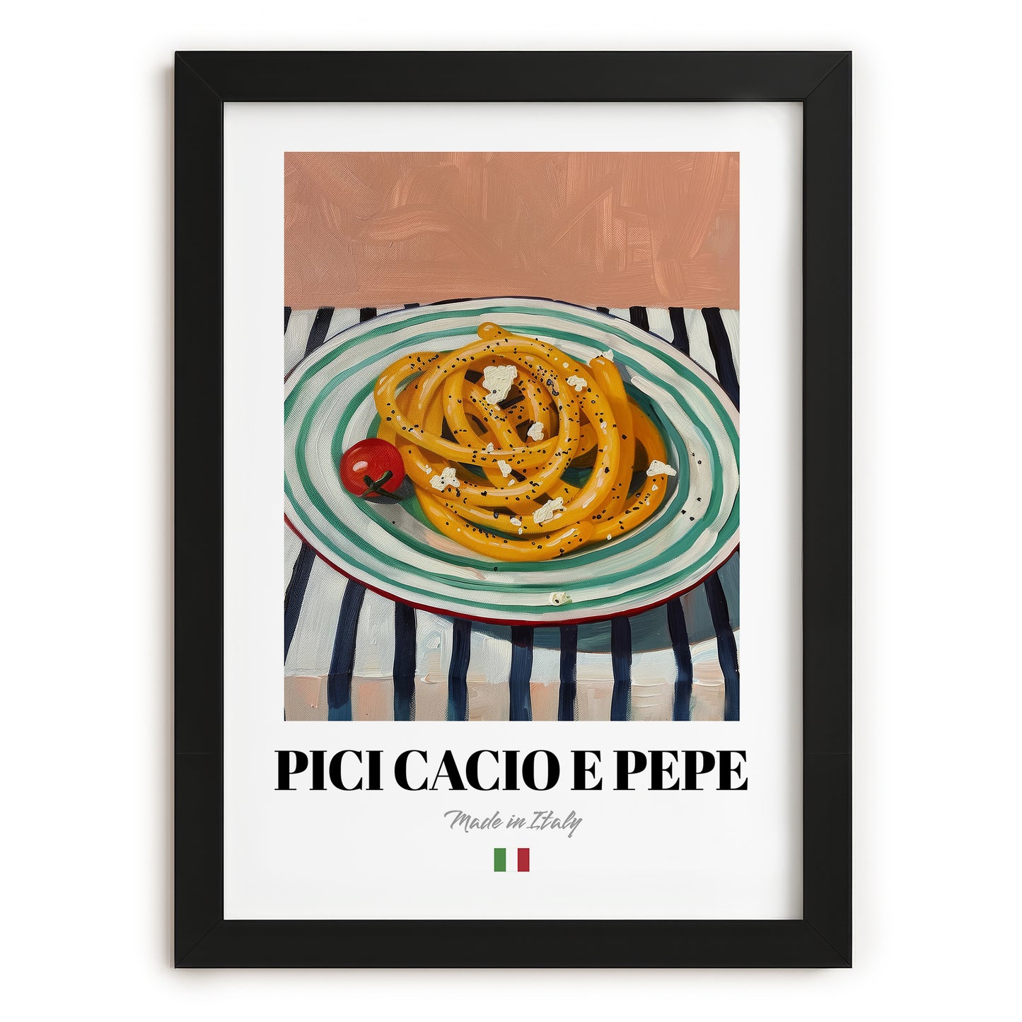 Pici Cacio e Pepe – Italian Pasta, Ristorante Poster, in sleek black frame