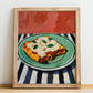 Cannelloni – Italian Pasta, Ristorante Illustration, no-text version framed in wood