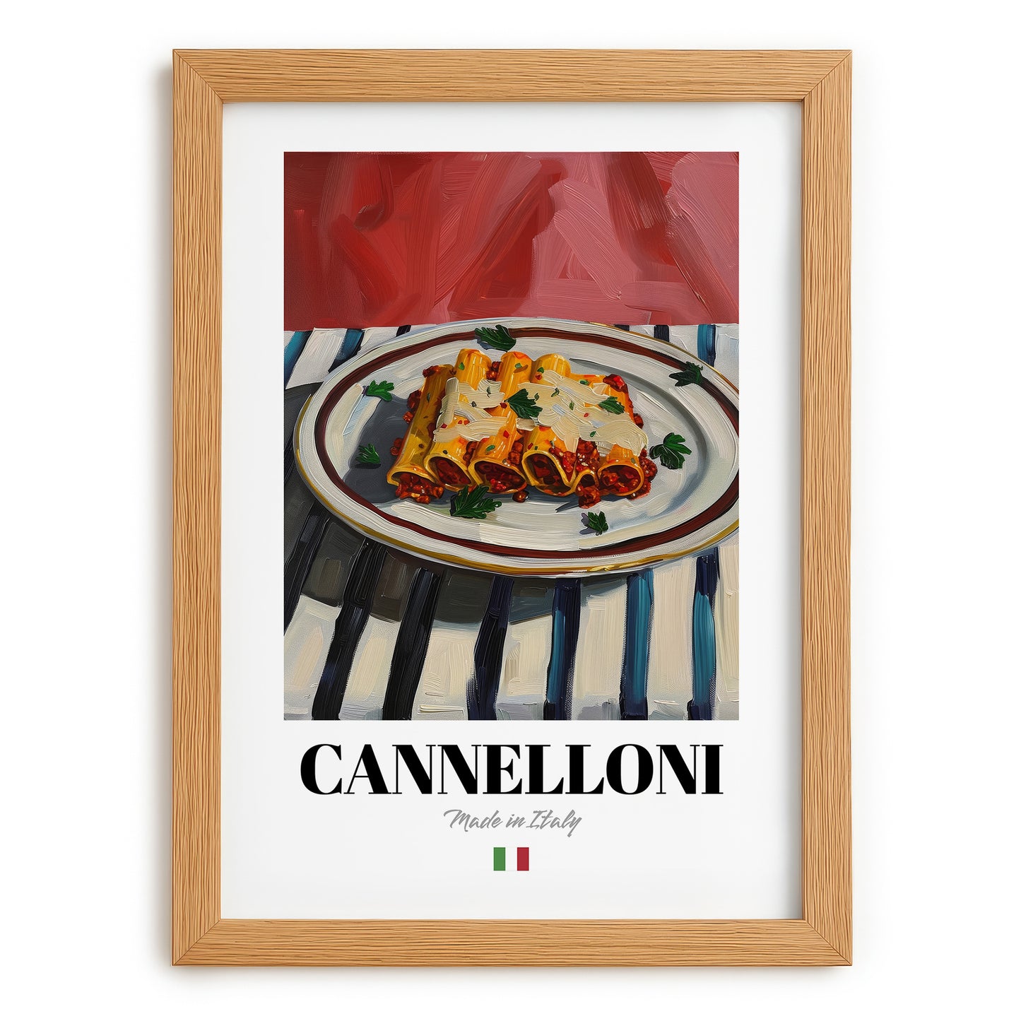 Cannelloni – Italian Pasta, Trattoria Poster, set in oak frame