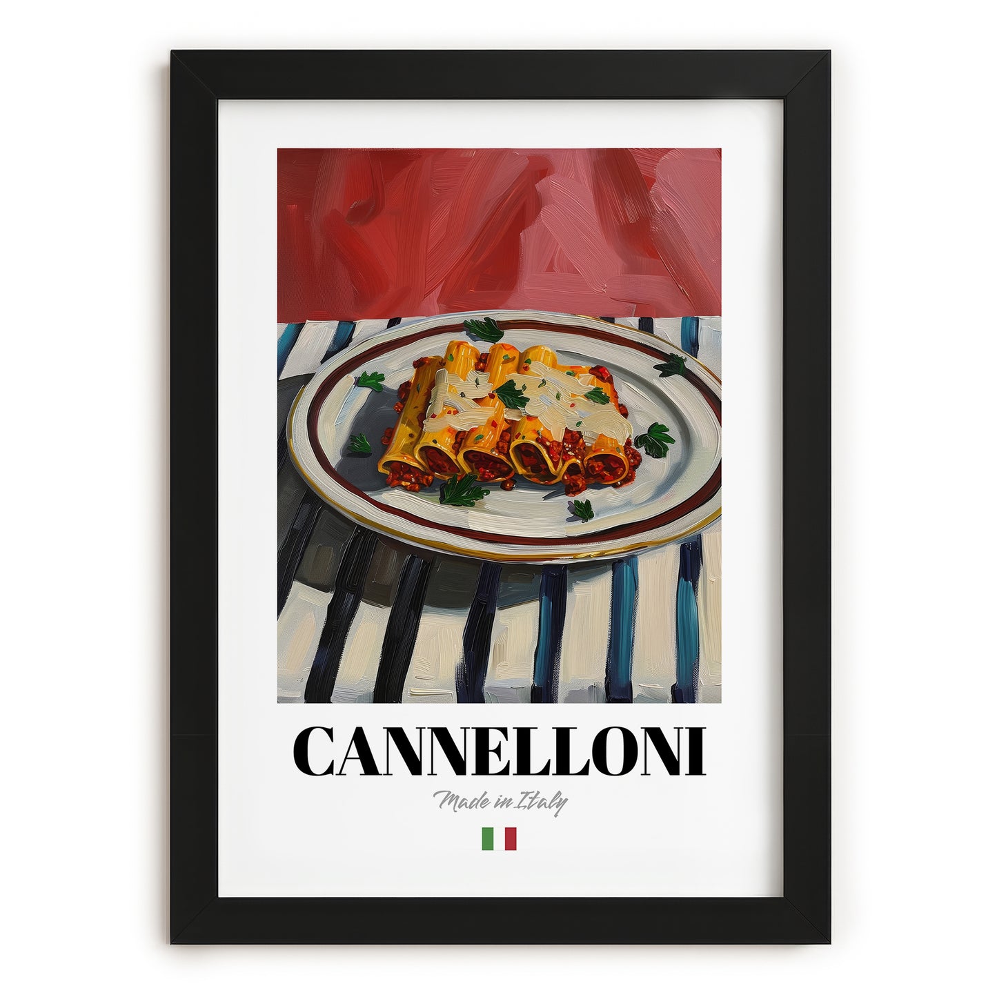 Cannelloni – Italian Pasta, Trattoria Poster, in sleek black frame