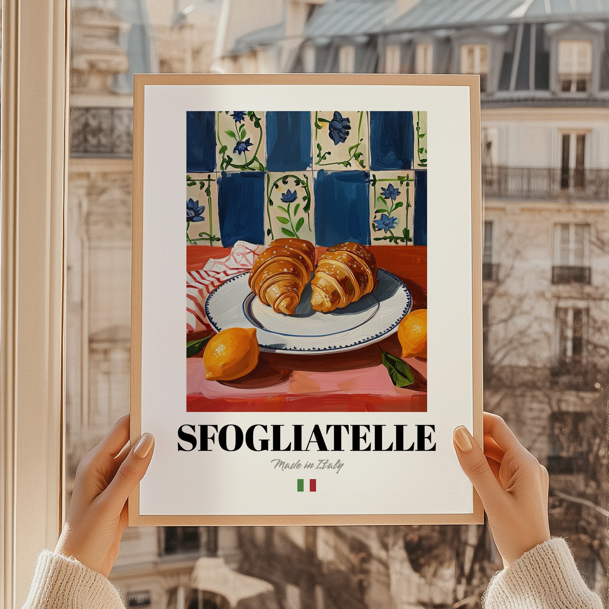 Sfogliatelle – Italian Pastry Dish, Brasserie Illustration, styled in a charming Paris street view
