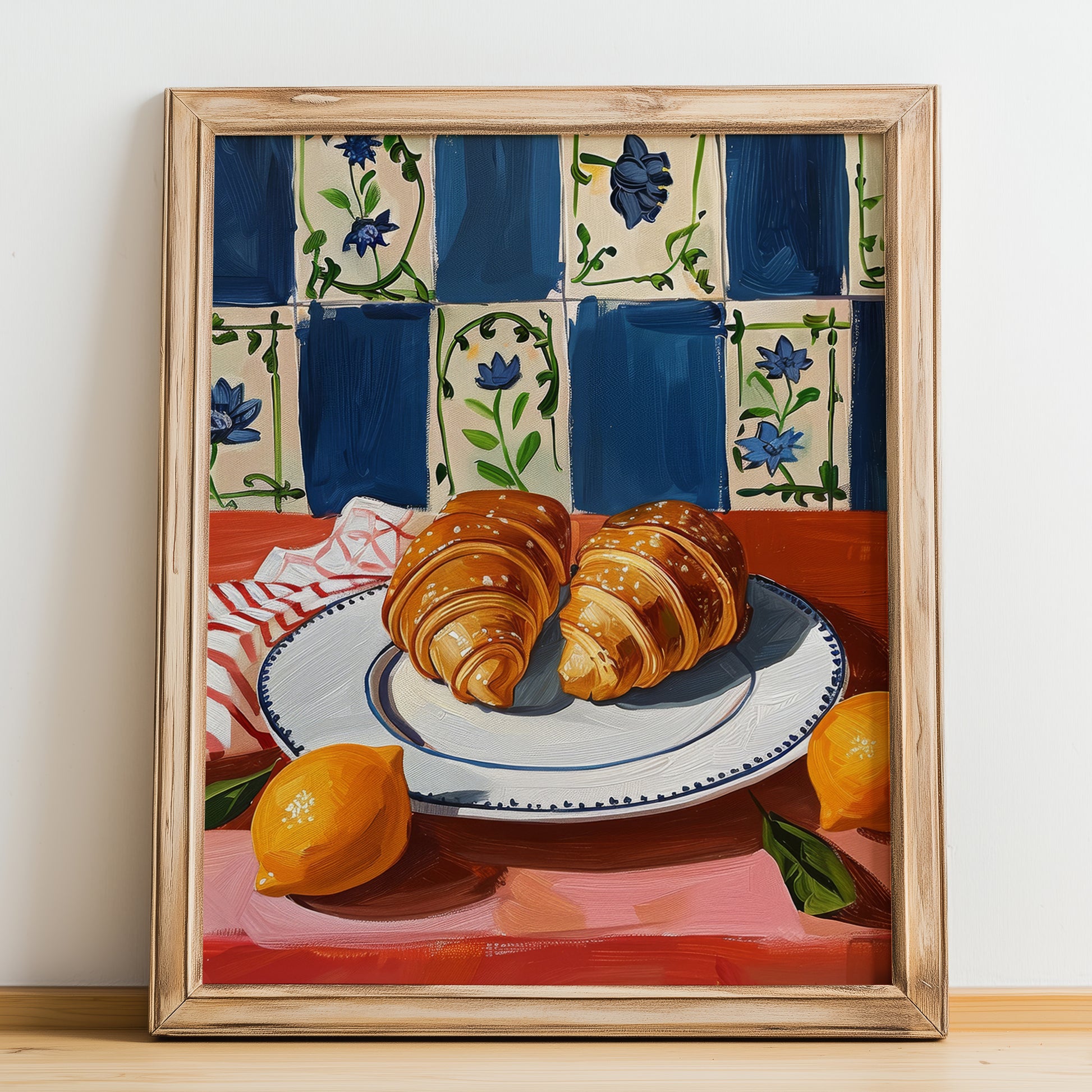 Sfogliatelle – Italian Pastry Dish, Brasserie Illustration, no-text version framed in wood