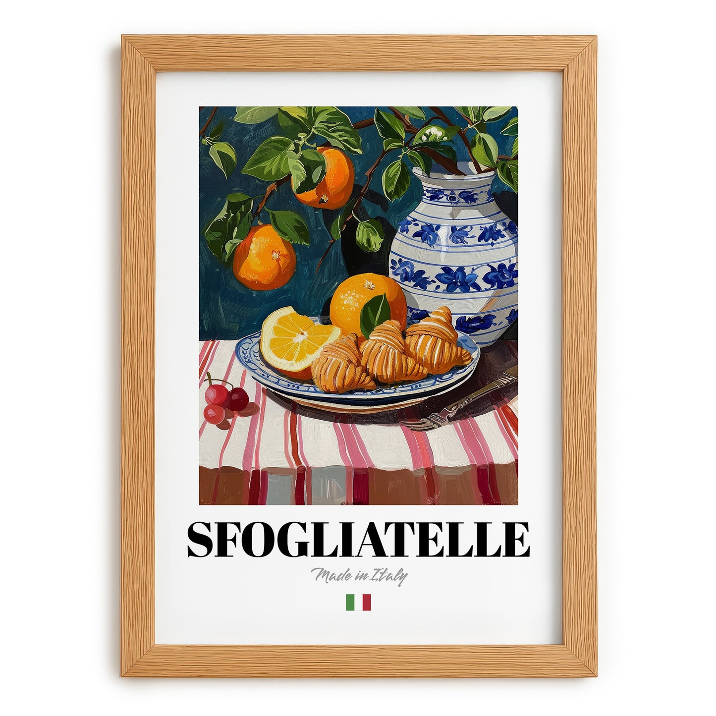 Sfogliatelle – Italian Pastry Dish, Café Poster, set in oak frame