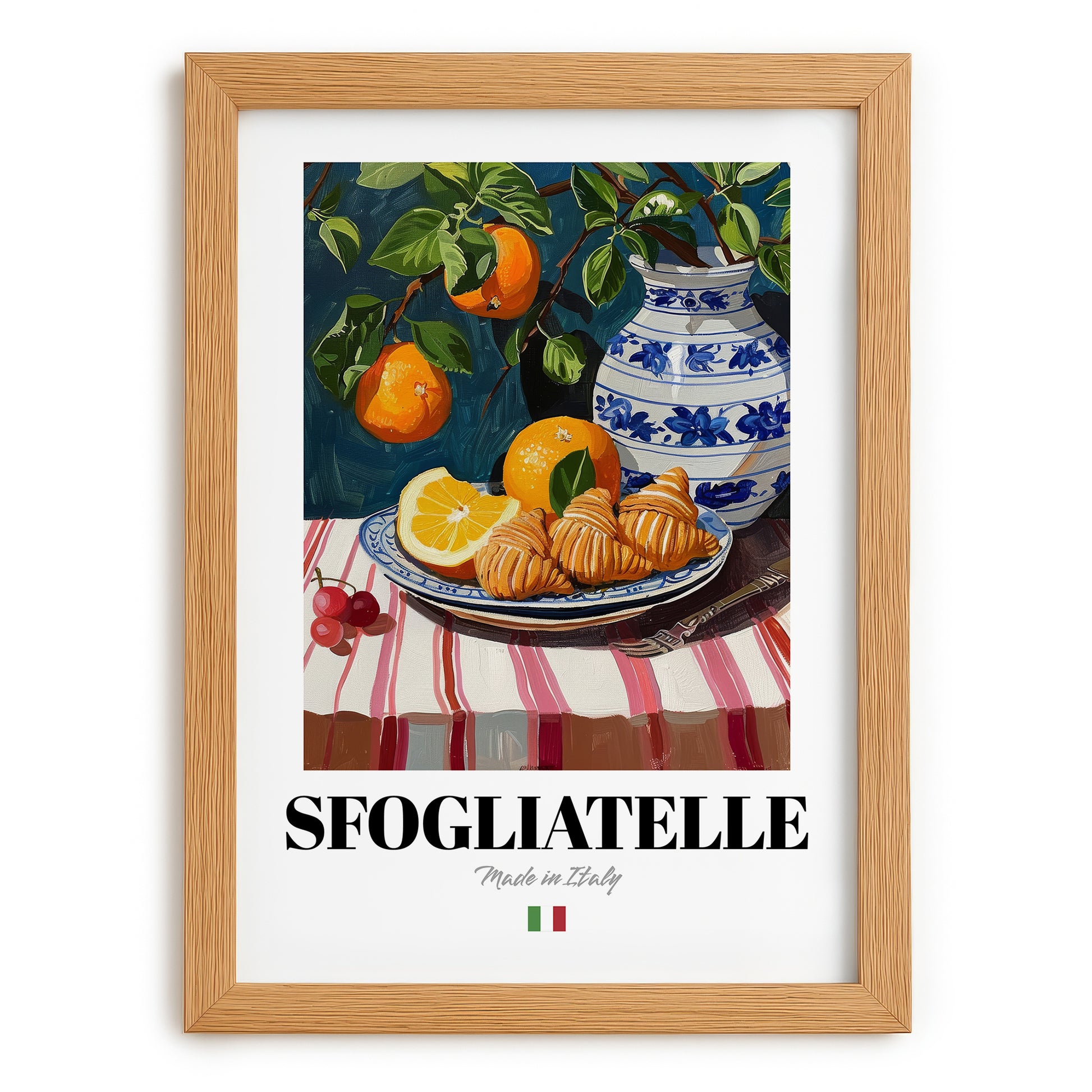 Sfogliatelle – Italian Pastry Dish, Café Poster, set in oak frame