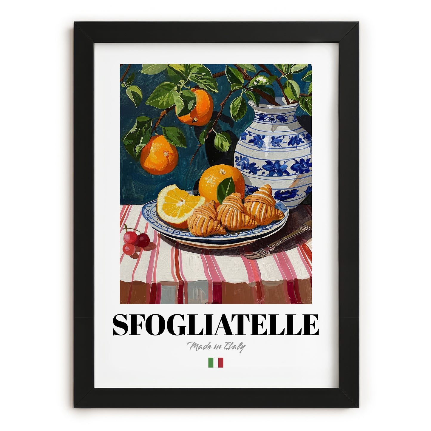 Sfogliatelle – Italian Pastry Dish, Café Poster, in sleek black frame