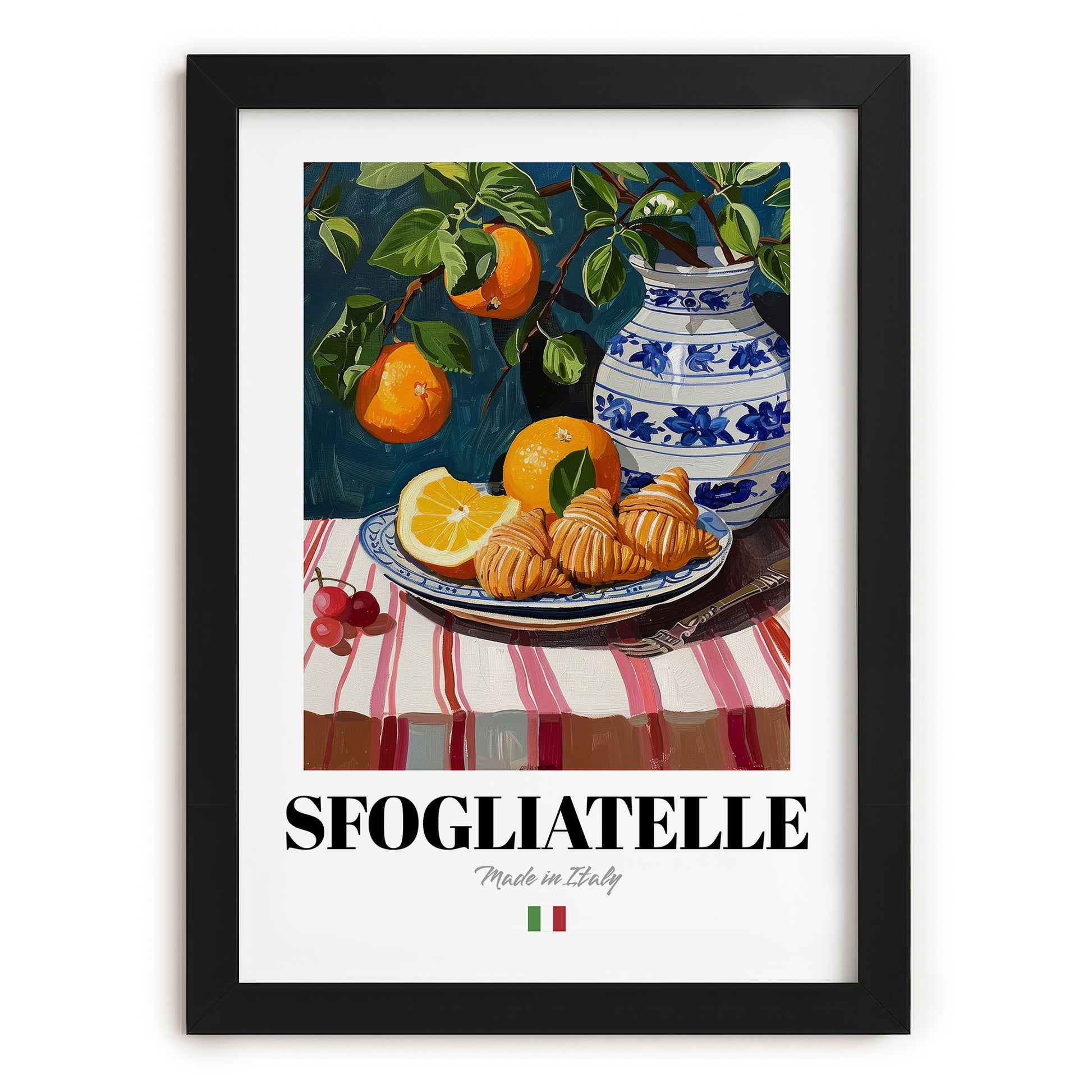 Sfogliatelle – Italian Pastry Dish, Café Poster, in sleek black frame