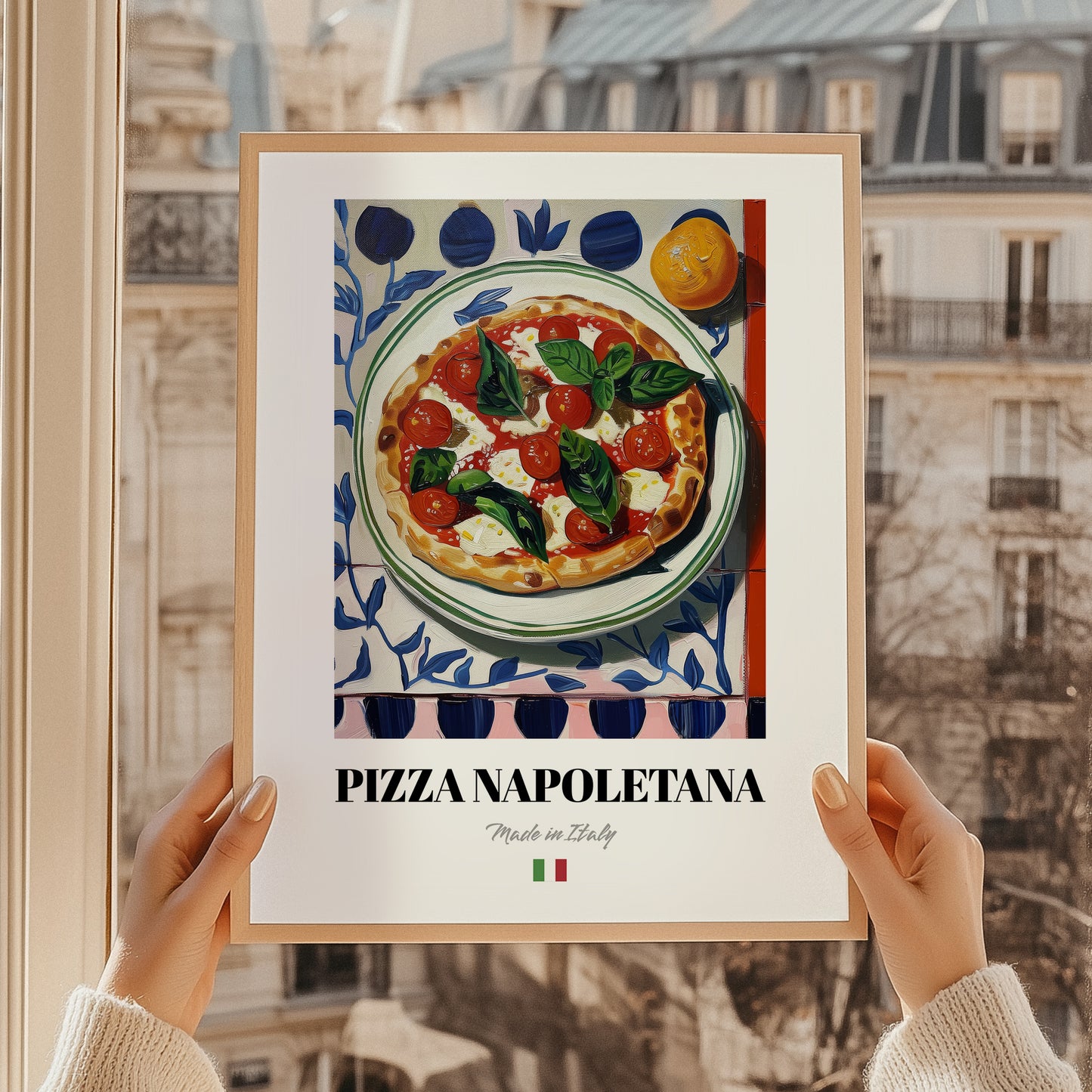 Pizza Napoletana – Italian Pizza, Trattoria Poster, styled in a charming Paris street view