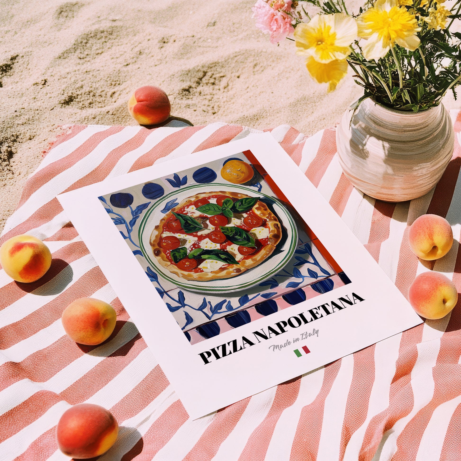 Pizza Napoletana – Italian Pizza, Trattoria Poster, unframed on coastal sand