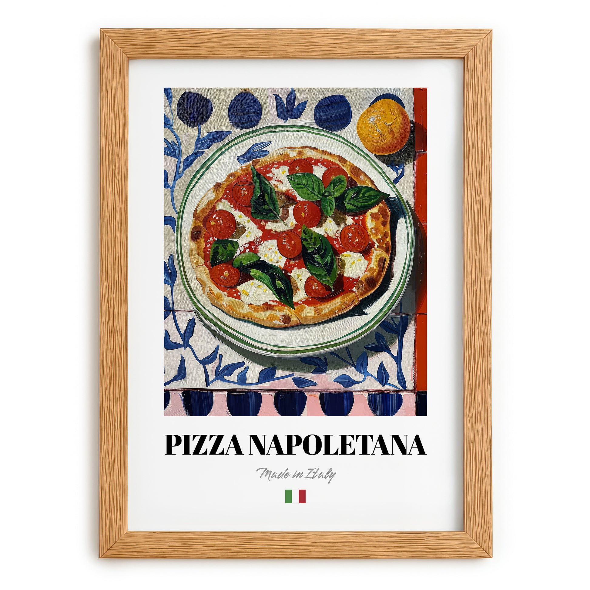 Pizza Napoletana – Italian Pizza, Trattoria Poster, set in oak frame