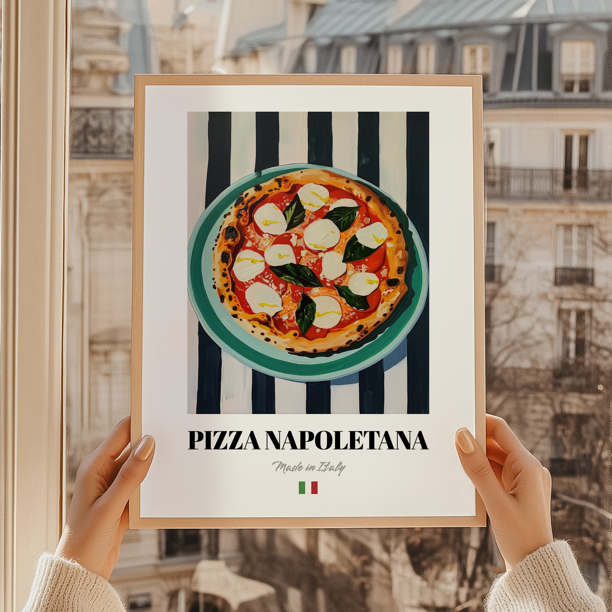Pizza Napoletana – Italian Pizza, Restaurant Poster, styled in a charming Paris street view