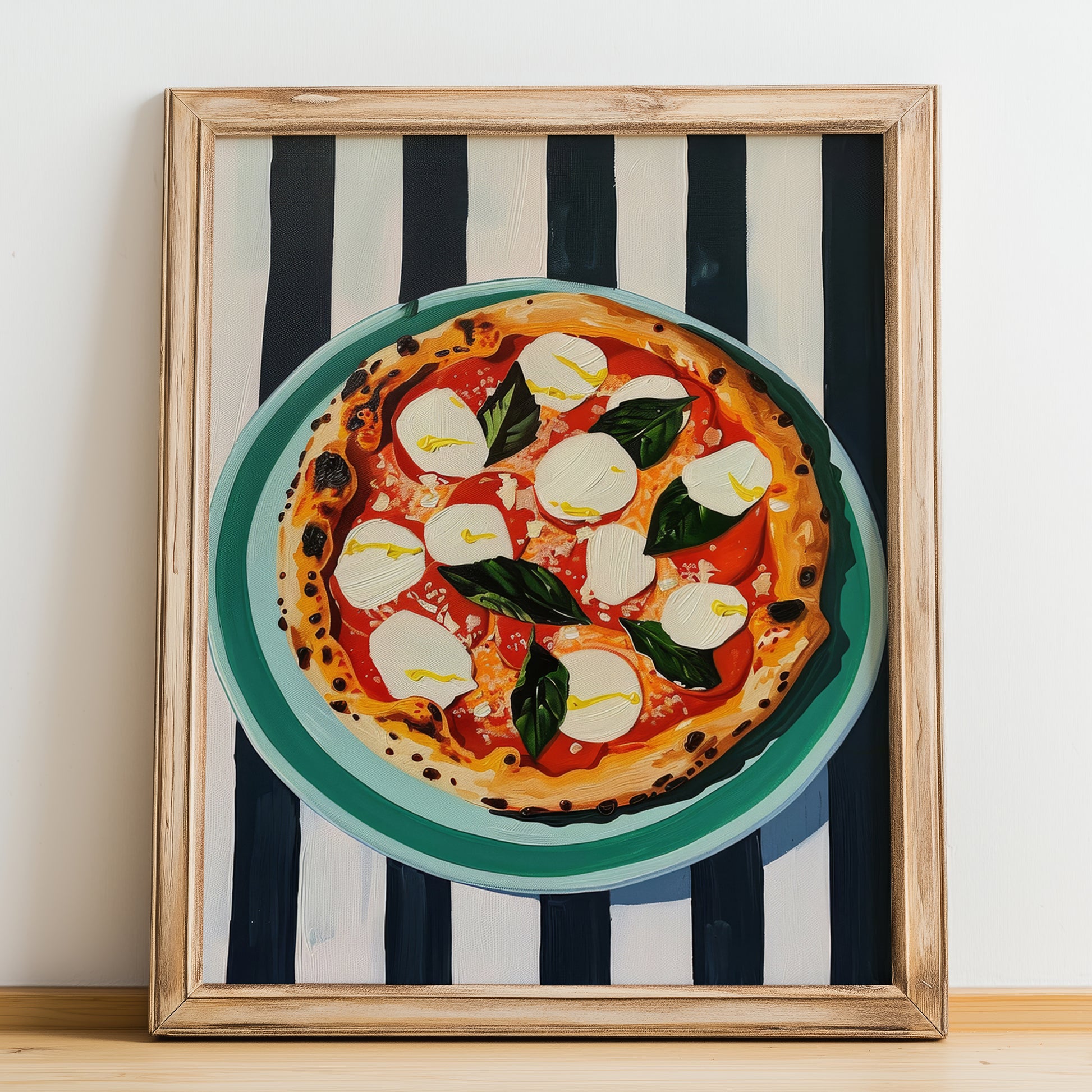 Pizza Napoletana – Italian Pizza, Restaurant Poster, no-text version framed in wood