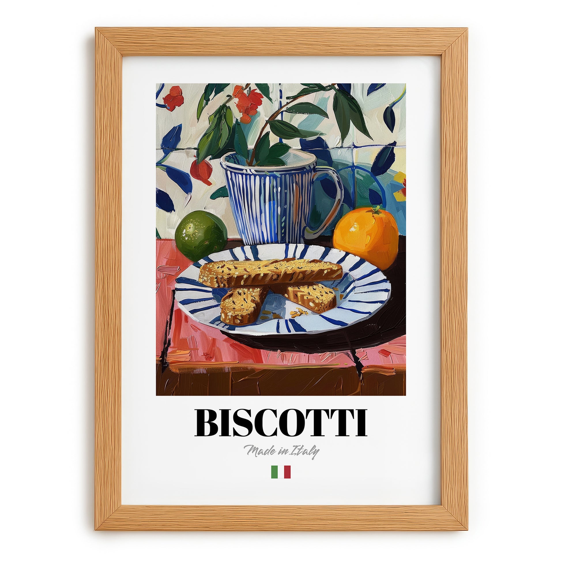 Biscotti – Italian Biscuits Dish, Fine Dining Restaurant Poster, set in oak frame