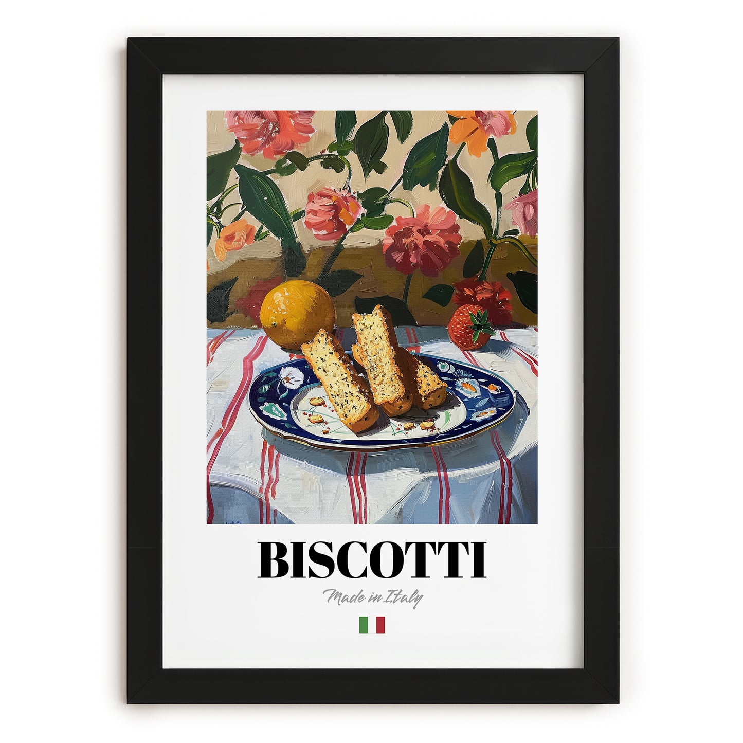 Biscotti – Italian Biscuits Dish, Bistro Poster, in sleek black frame