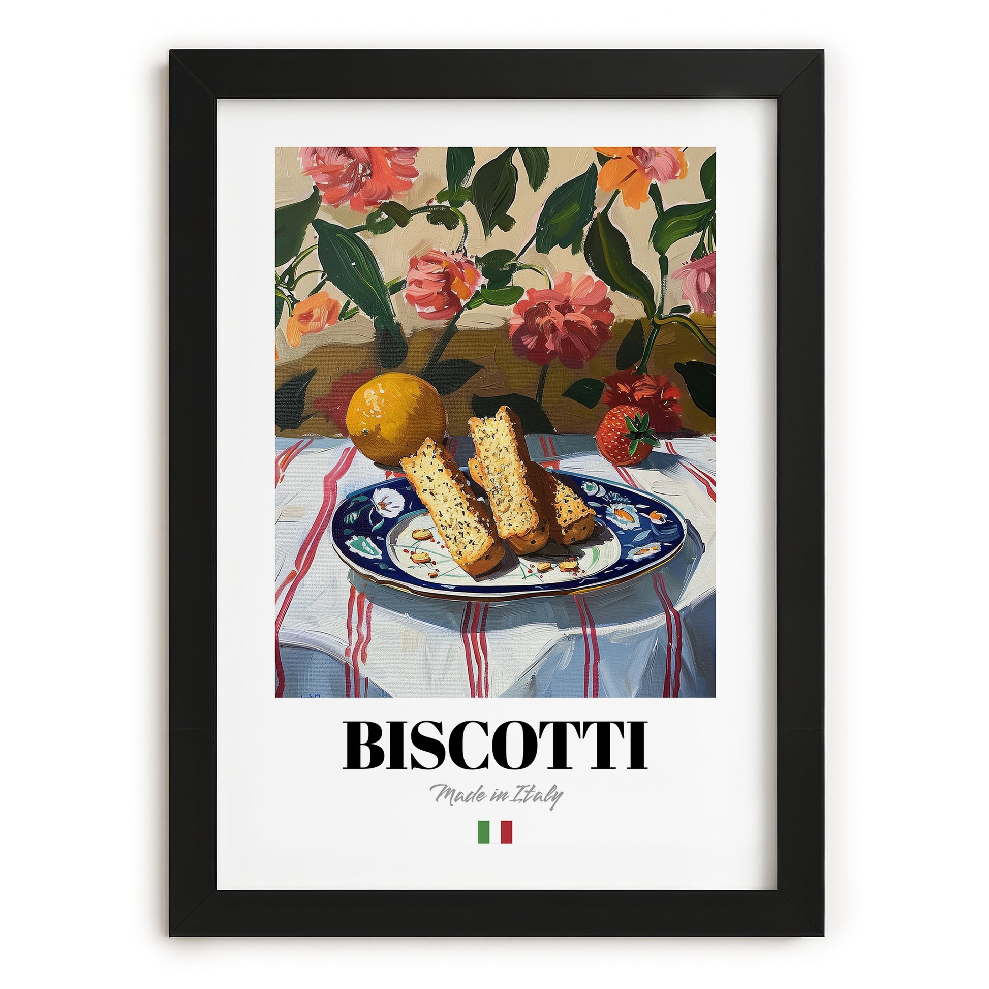 Biscotti – Italian Biscuits Dish, Bistro Poster, in sleek black frame