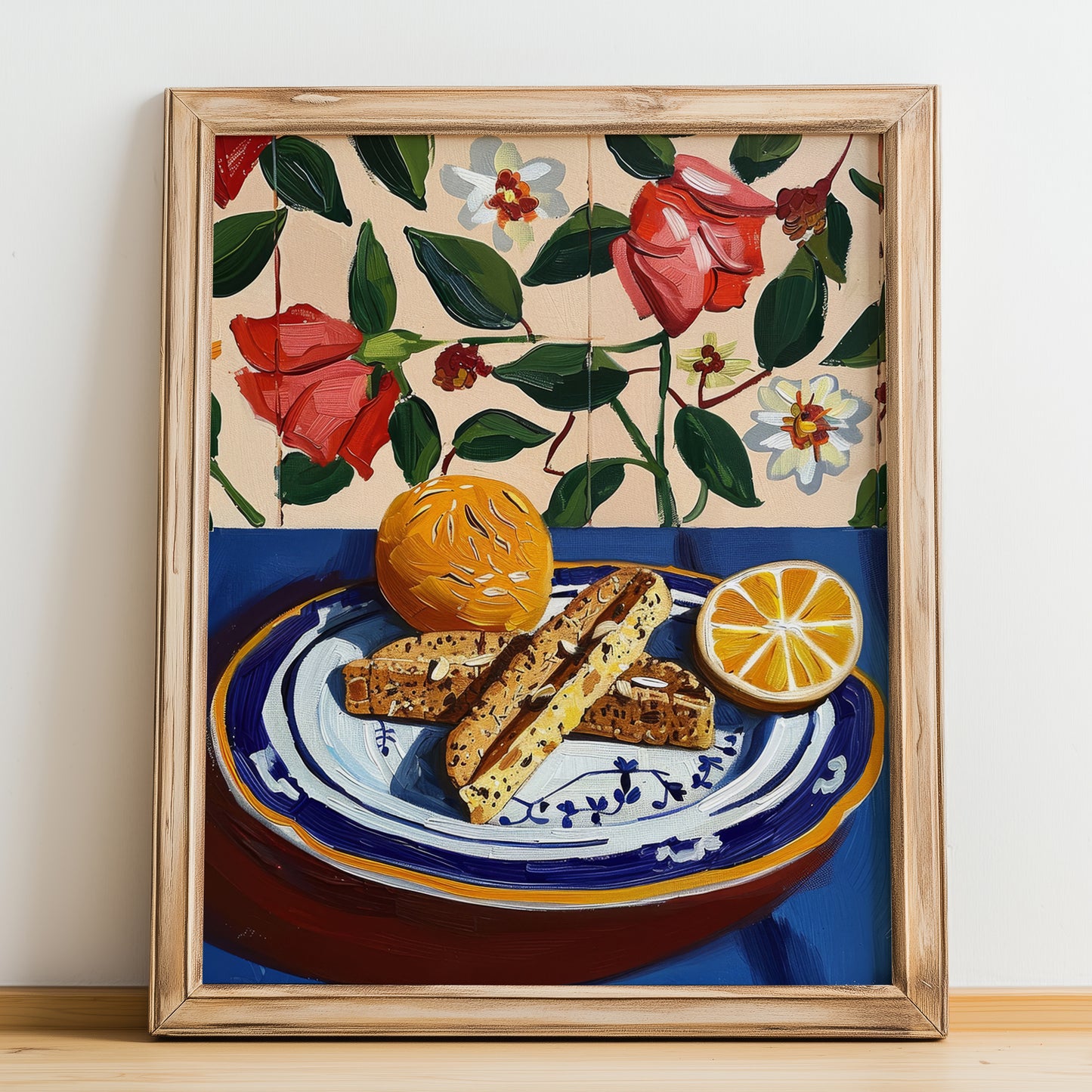 Biscotti – Italian Biscuits Dish, Bistro Print, no-text version framed in wood