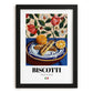 Biscotti – Italian Biscuits Dish, Bistro Print, in sleek black frame