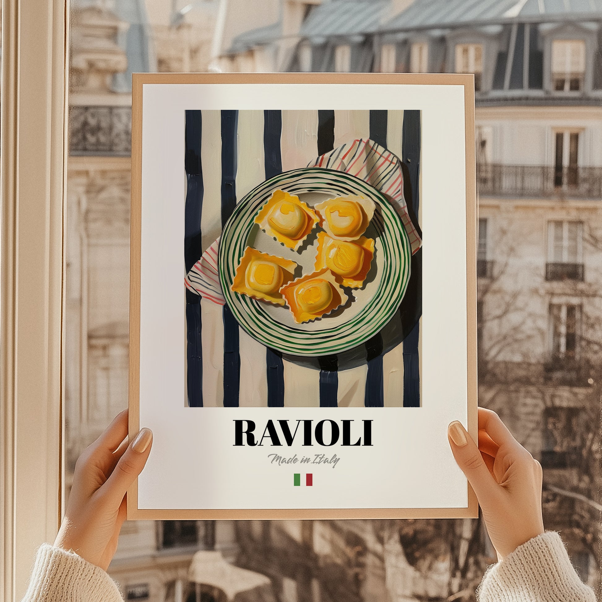 Ravioli – Italian Pasta, Osteria Art, styled in a charming Paris street view