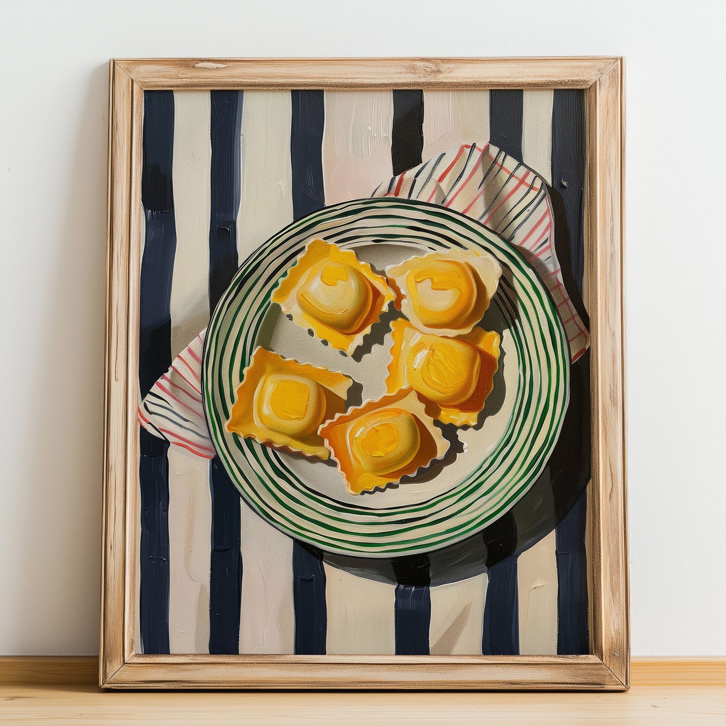 Ravioli – Italian Pasta, Osteria Art, no-text version framed in wood