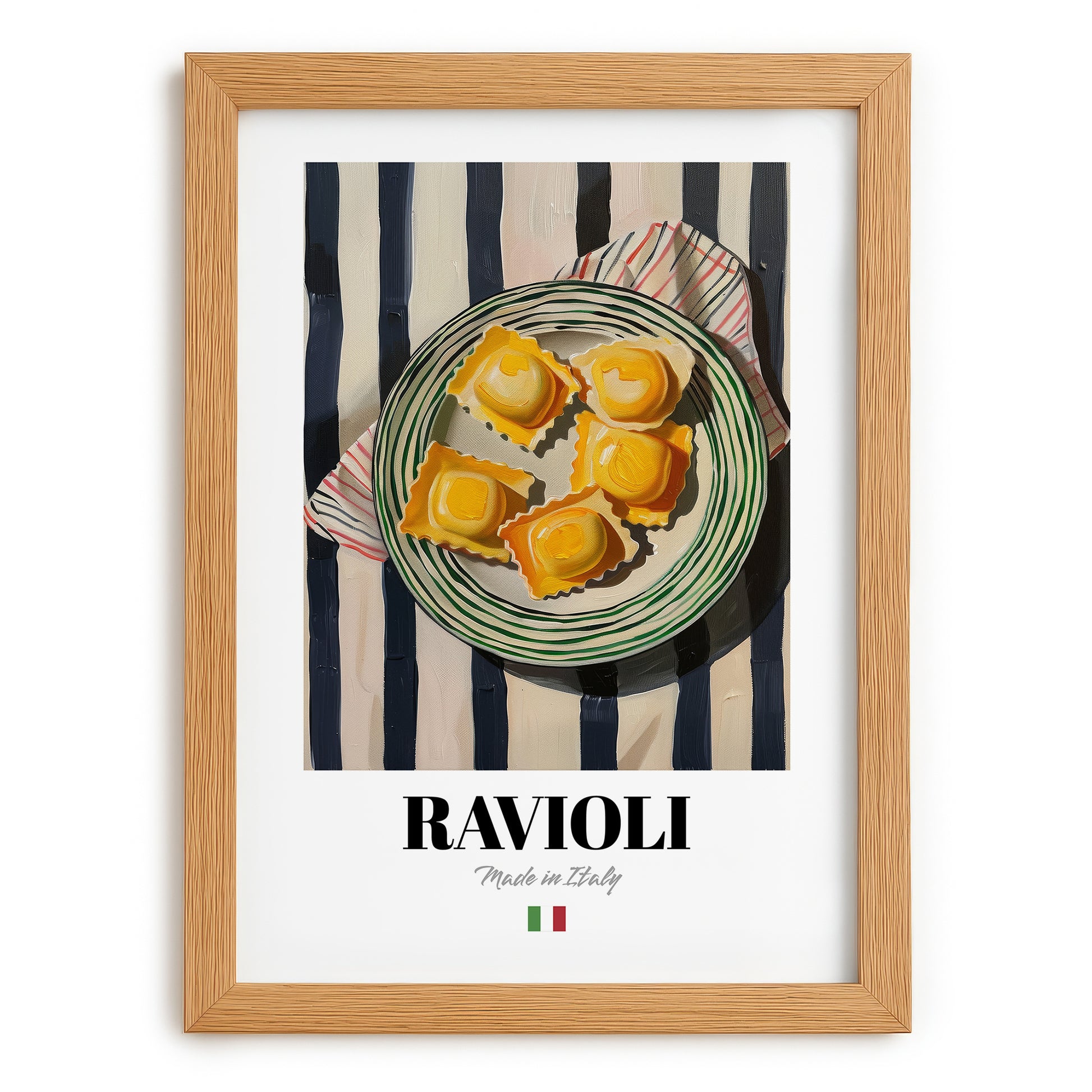 Ravioli – Italian Pasta, Osteria Art, set in oak frame
