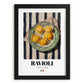 Ravioli – Italian Pasta, Osteria Art, in sleek black frame