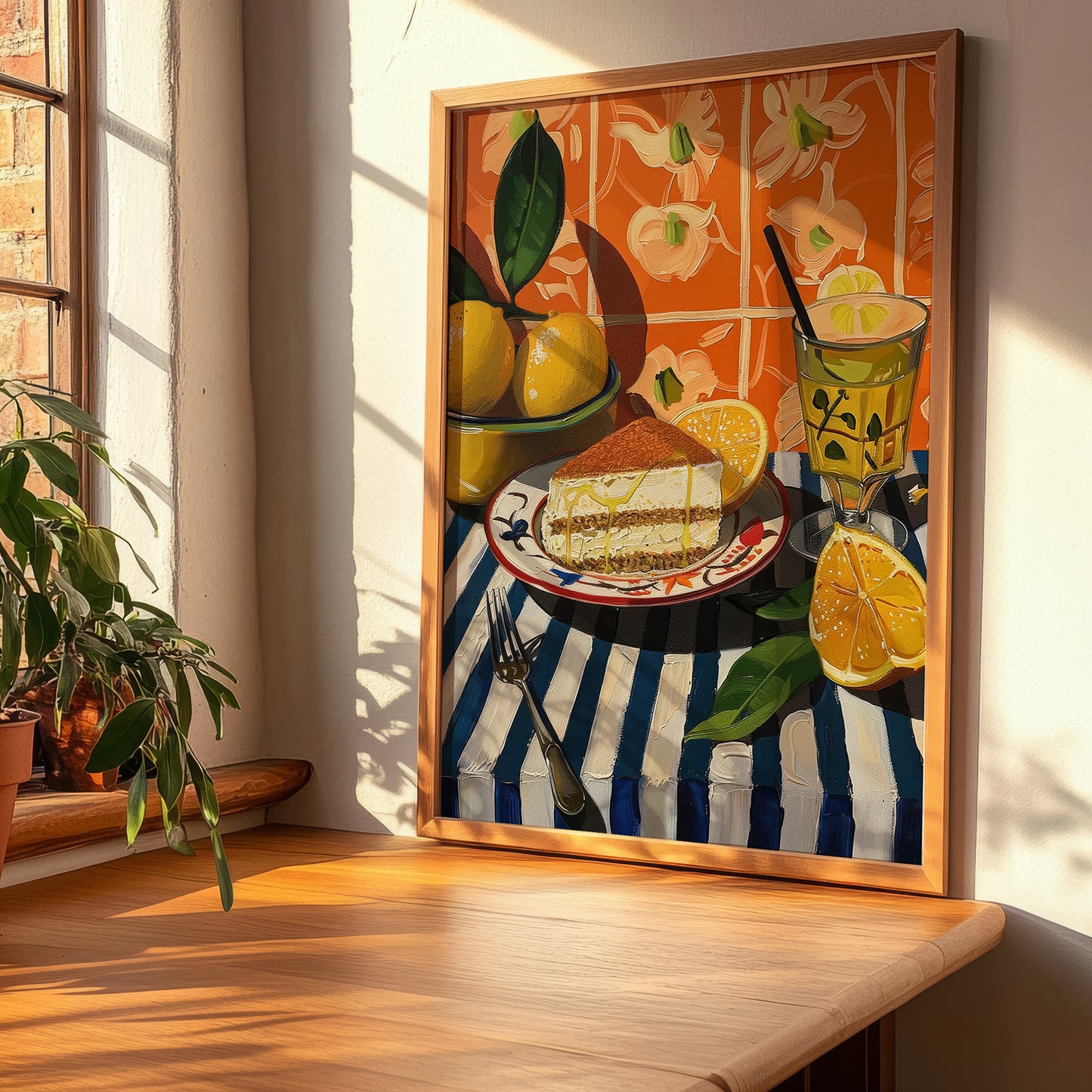 Tiramisu al Limoncello – Italian Dessert Dish, Restaurant Painting, clean layout with no caption