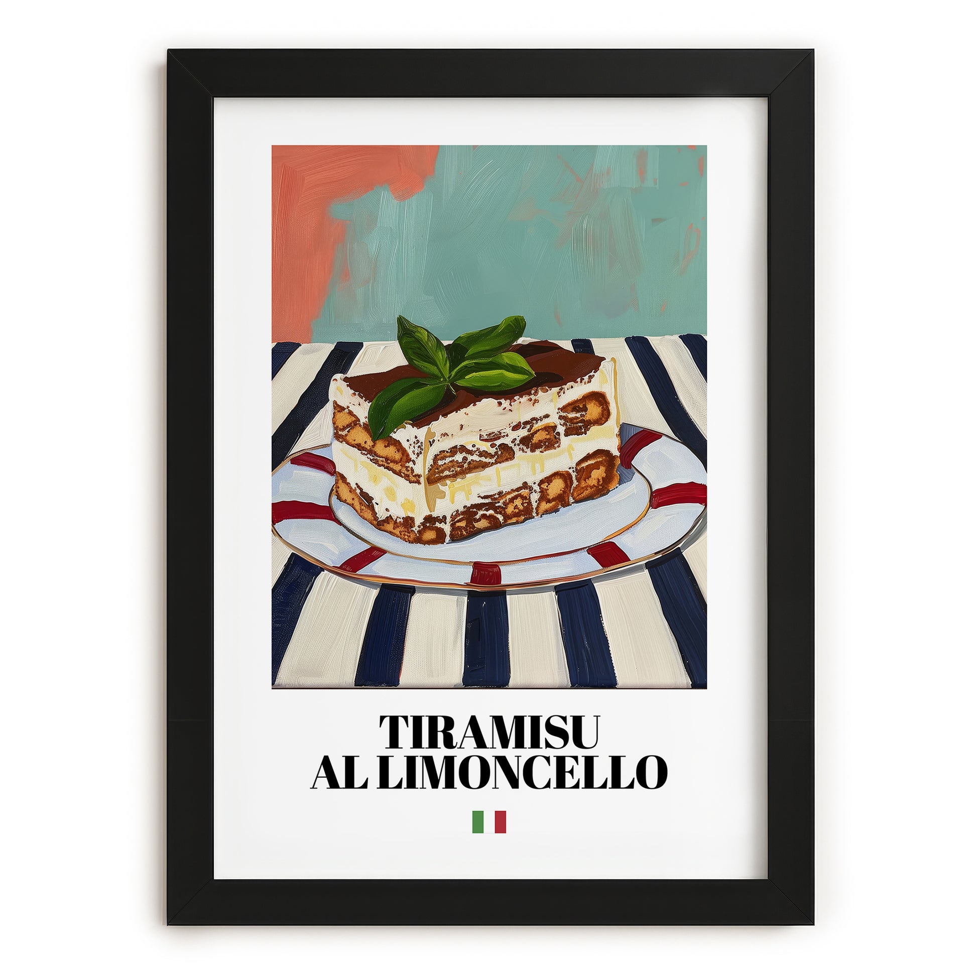 Tiramisu al Limoncello – Italian Dessert Dish, Bistro Wall Art, in sleek black frame