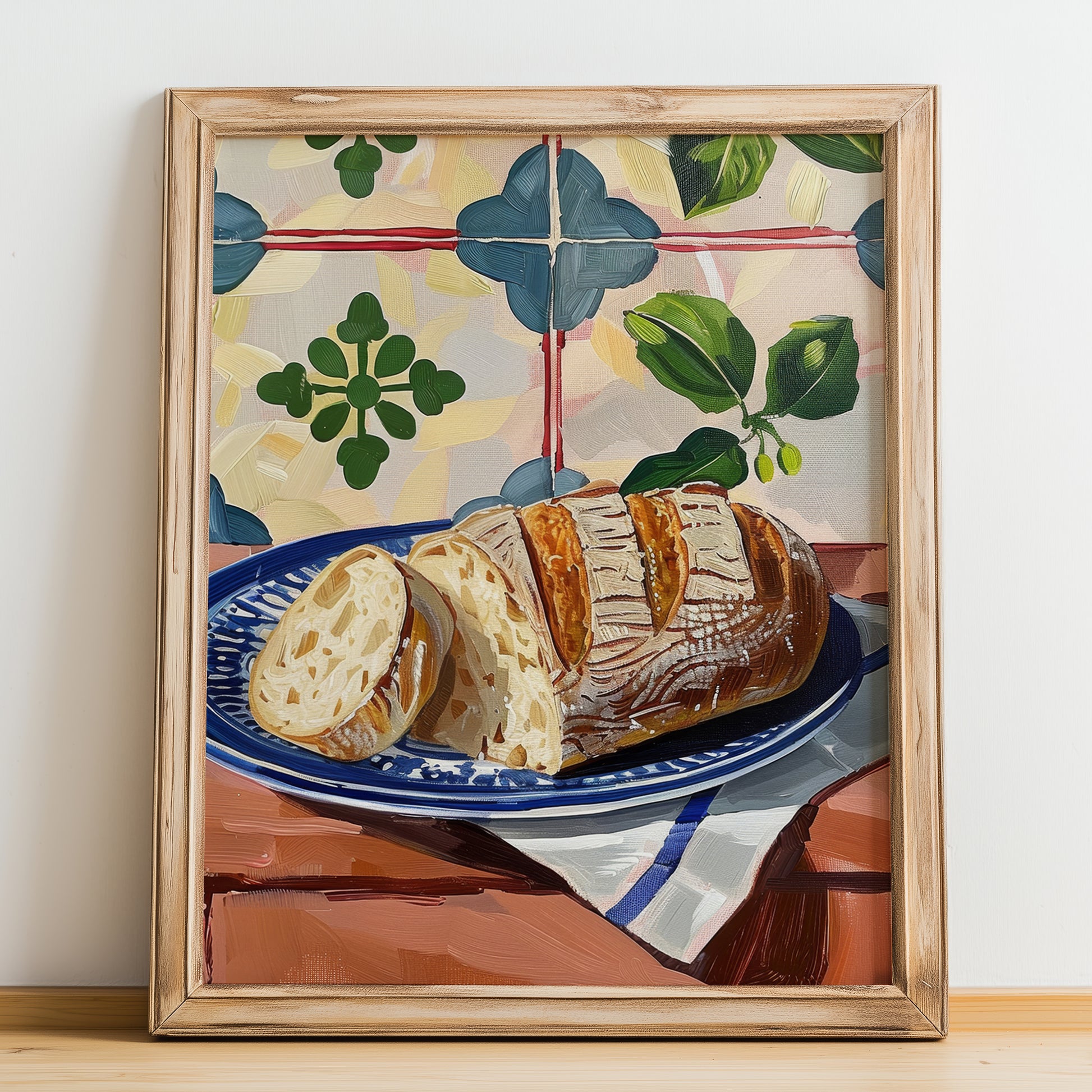 Ciabatta – Italian Bread Dish, Fine Dining Restaurant Wall Art, no-text version framed in wood