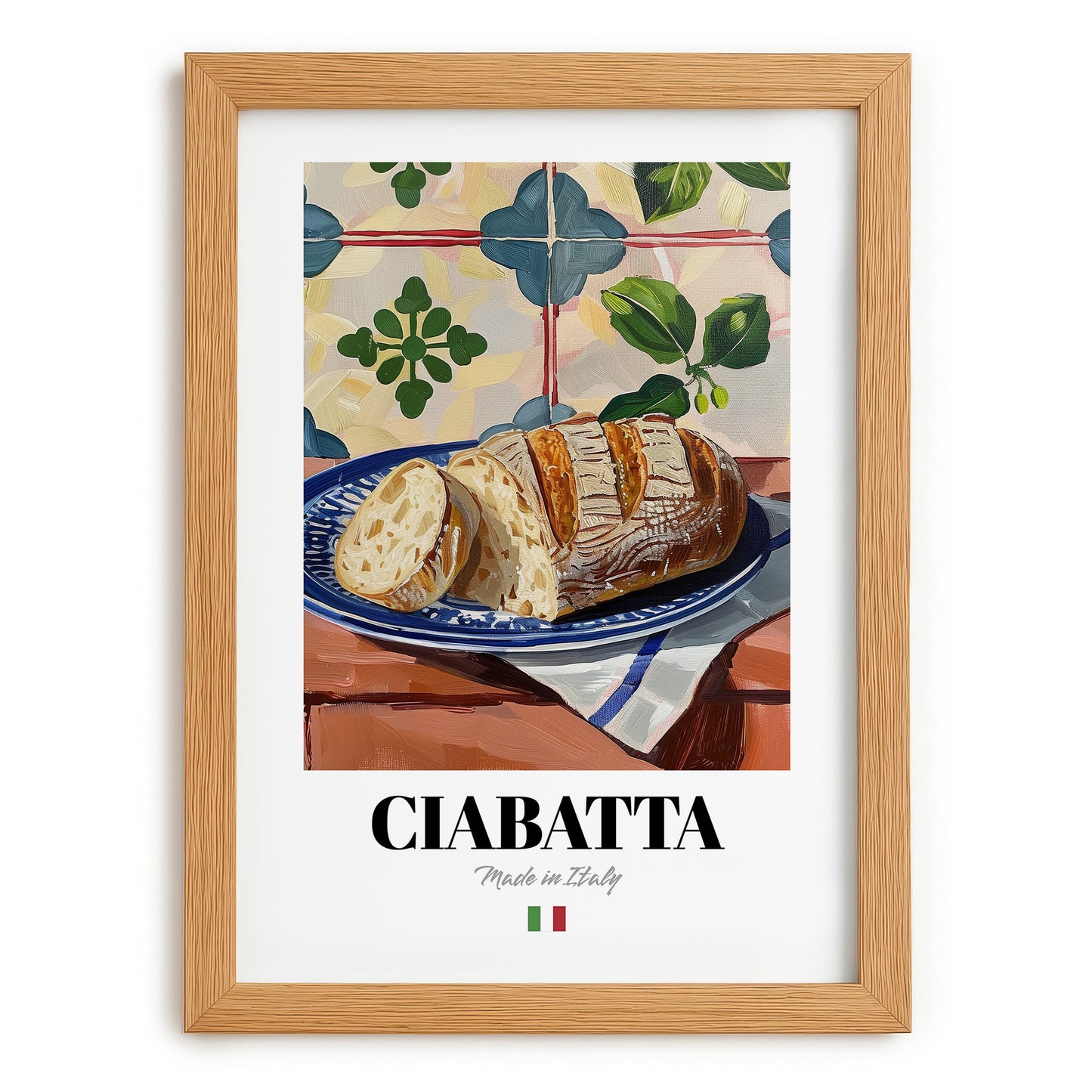 Ciabatta – Italian Bread Dish, Fine Dining Restaurant Wall Art, set in oak frame