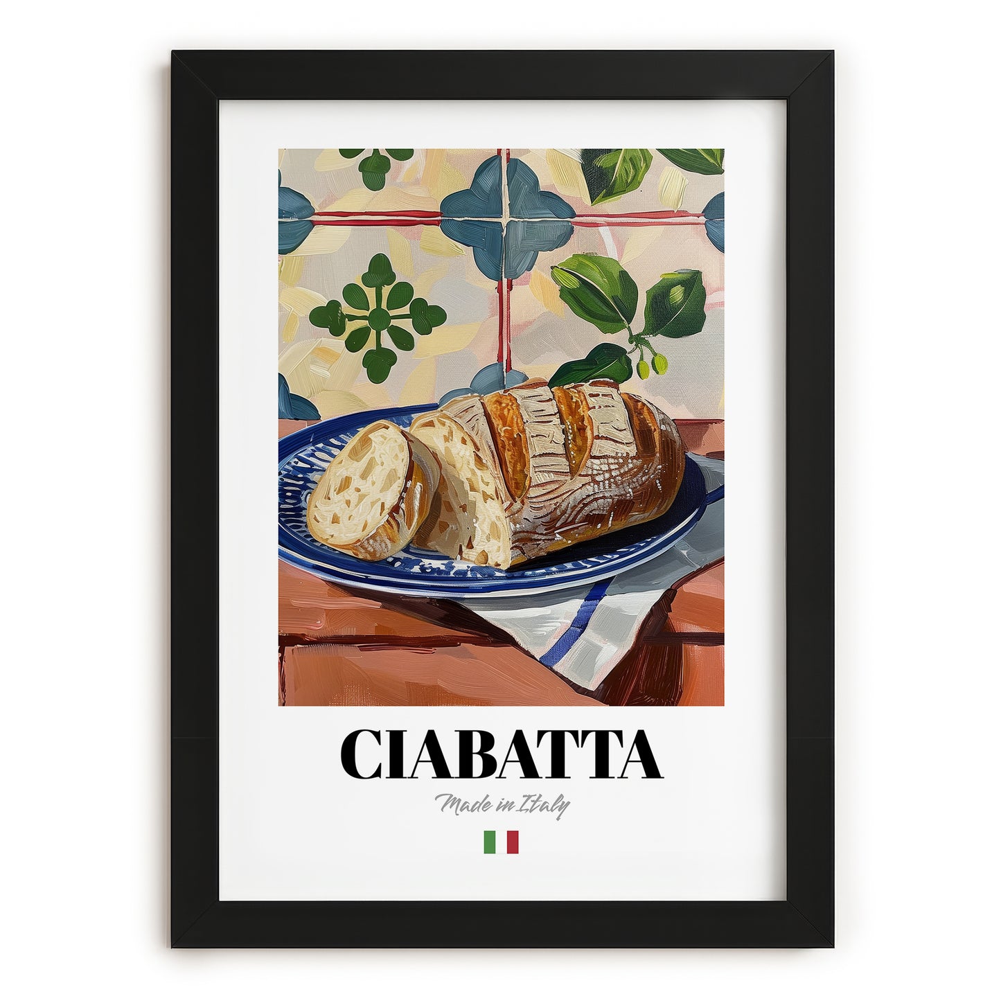 Ciabatta – Italian Bread Dish, Fine Dining Restaurant Wall Art, in sleek black frame