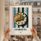 Ciabatta – Italian Bread Dish, Fine Dining Restaurant Illustration, styled in a charming Paris street view