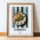Ciabatta – Italian Bread Dish, Fine Dining Restaurant Illustration, in wooden frame leaning on the floor