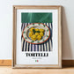 Tortelli – Italian Pasta, Osteria Poster, in wooden frame leaning on the floor