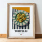 Tortelli – Italian Pasta, Trattoria Poster, in wooden frame leaning on the floor