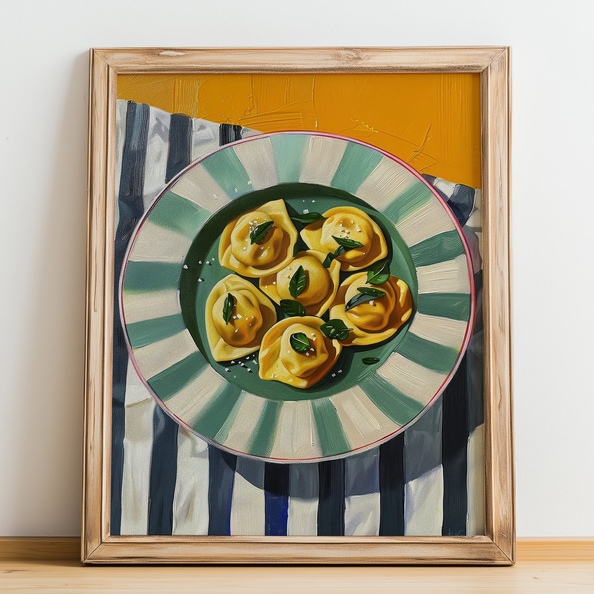 Tortelli – Italian Pasta, Trattoria Poster, no-text version framed in wood