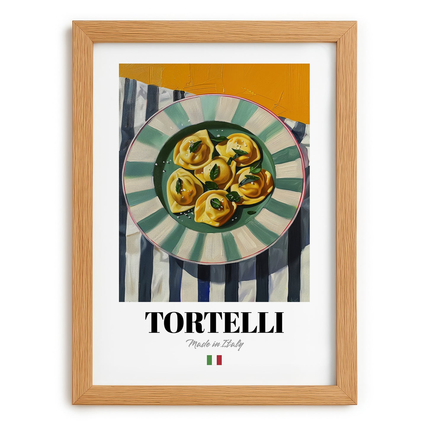 Tortelli – Italian Pasta, Trattoria Poster, set in oak frame