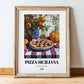 Pizza Siciliana – Italian Pizza, Ristorante Print, in wooden frame leaning on the floor