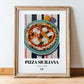 Pizza Siciliana – Italian Pizza, Restaurant Poster, in wooden frame leaning on the floor