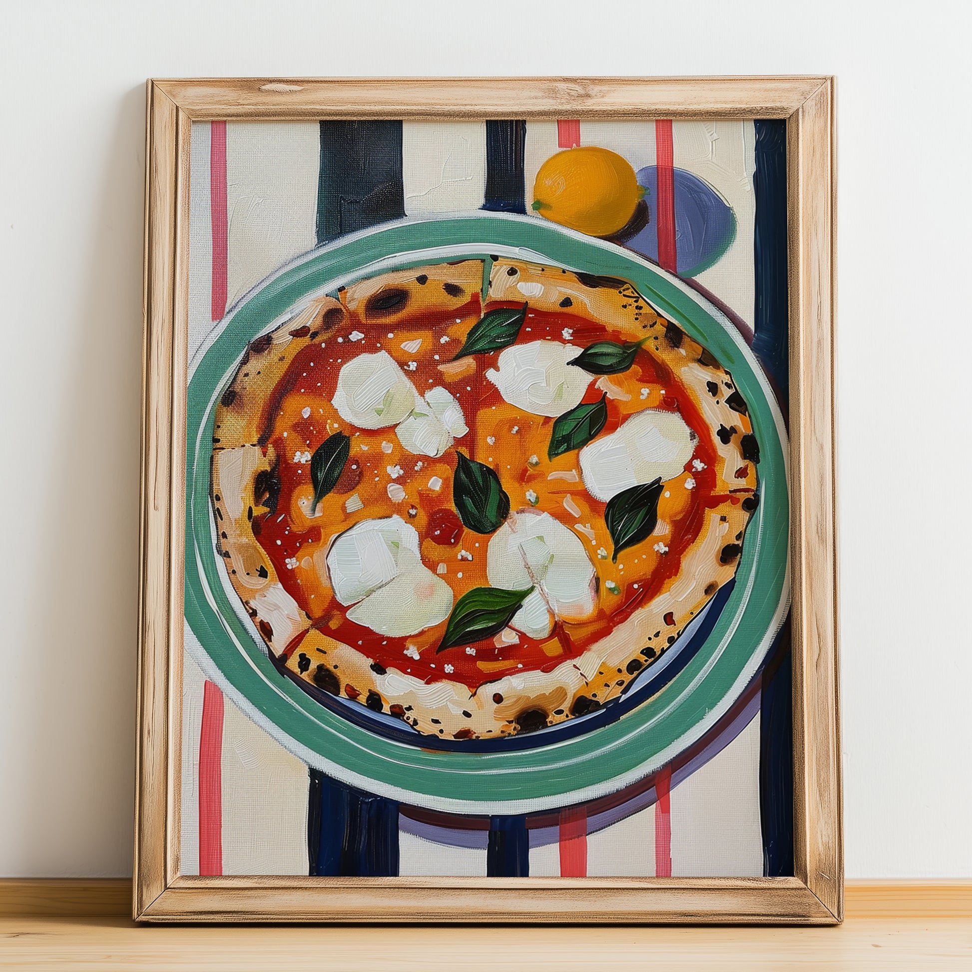 Pizza Siciliana – Italian Pizza, Restaurant Poster, no-text version framed in wood