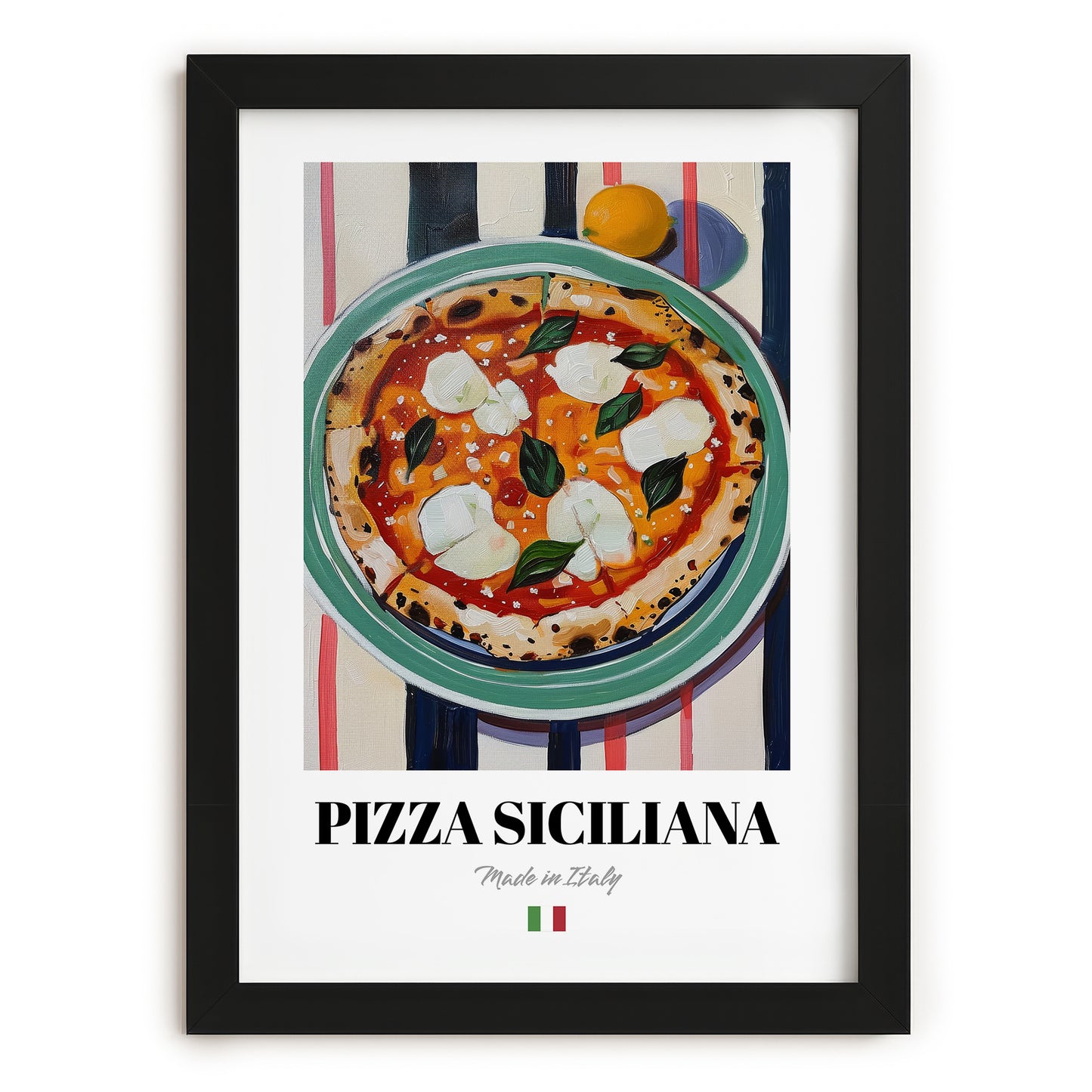 Pizza Siciliana – Italian Pizza, Restaurant Poster, in sleek black frame