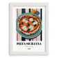 Pizza Siciliana – Italian Pizza, Restaurant Poster, placed in minimal white frame