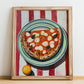 Pizza Siciliana – Italian Pizza, Restaurant Still Life, no-text version framed in wood