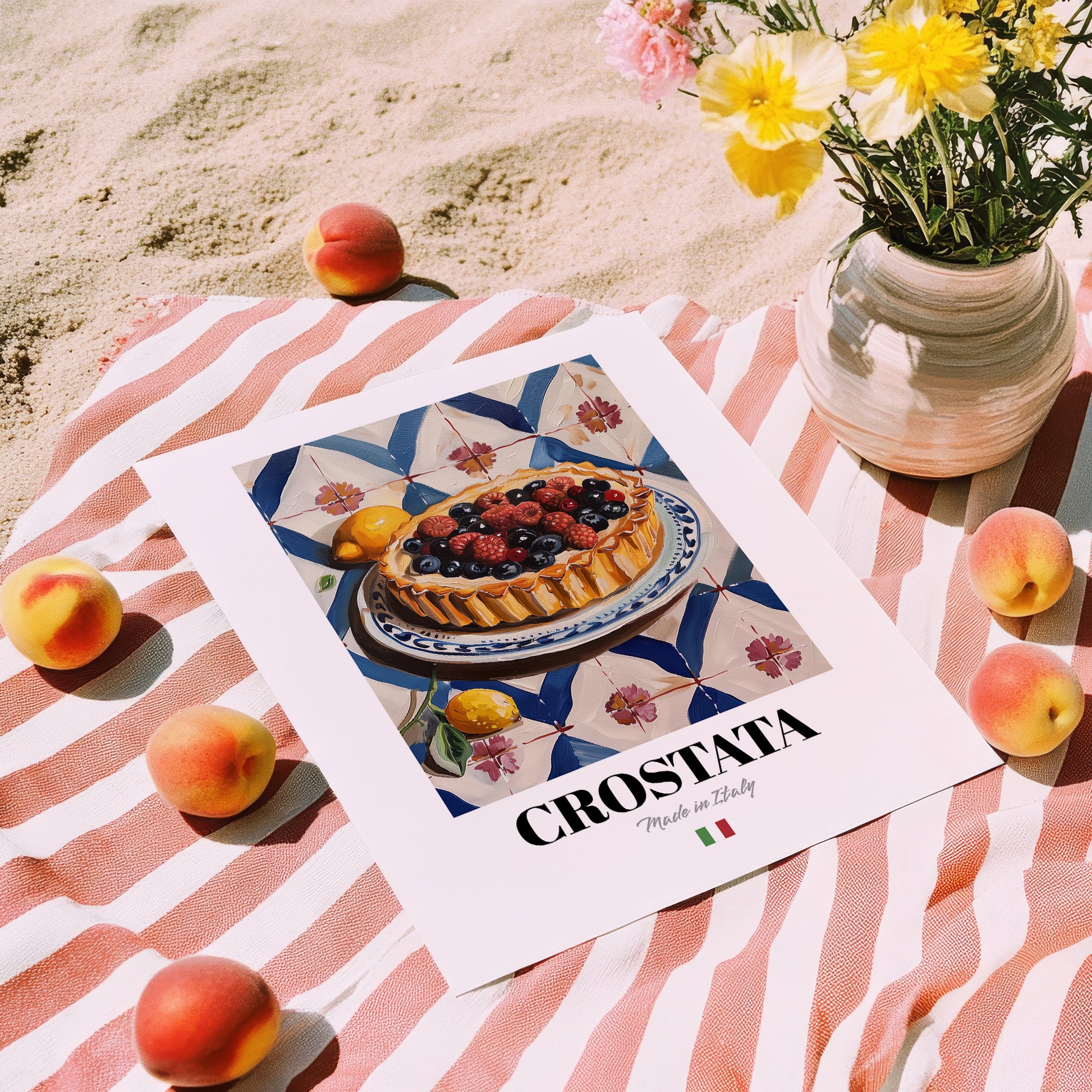 Crostata – Italian Dessert Dish, Café Poster, unframed on coastal sand