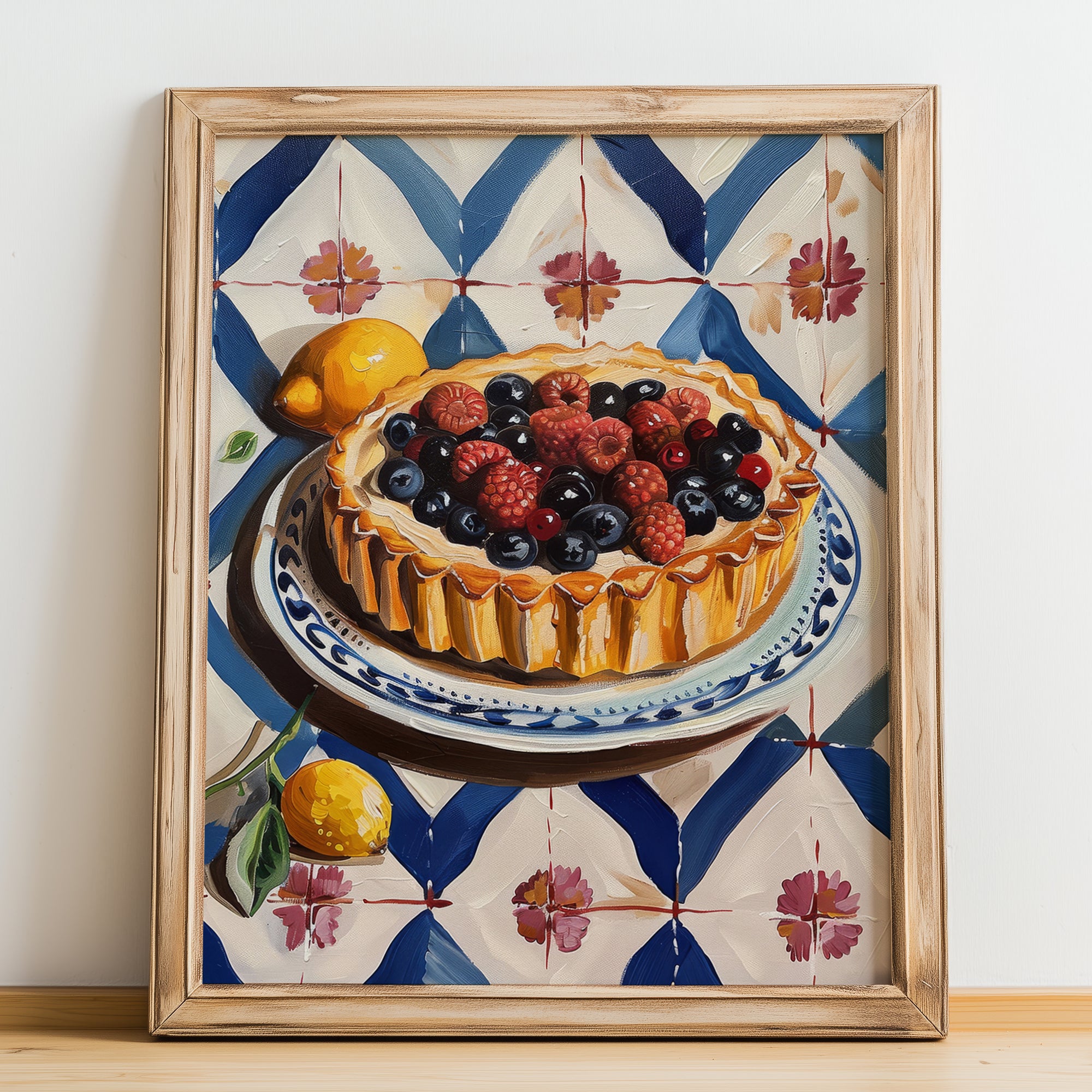 Crostata – Italian Dessert Dish, Café Poster, no-text version framed in wood