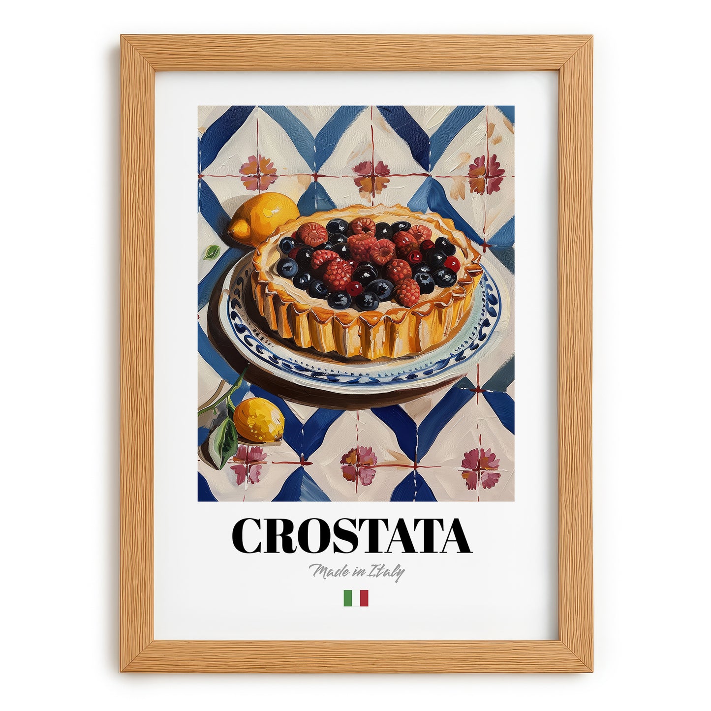 Crostata – Italian Dessert Dish, Café Poster, set in oak frame