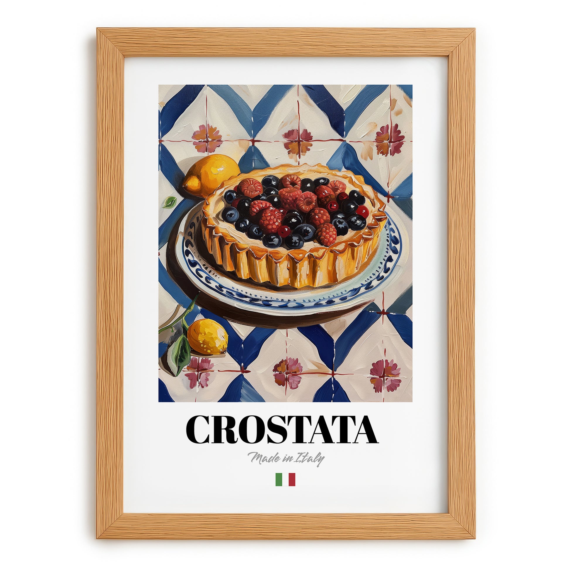 Crostata – Italian Dessert Dish, Café Poster, set in oak frame