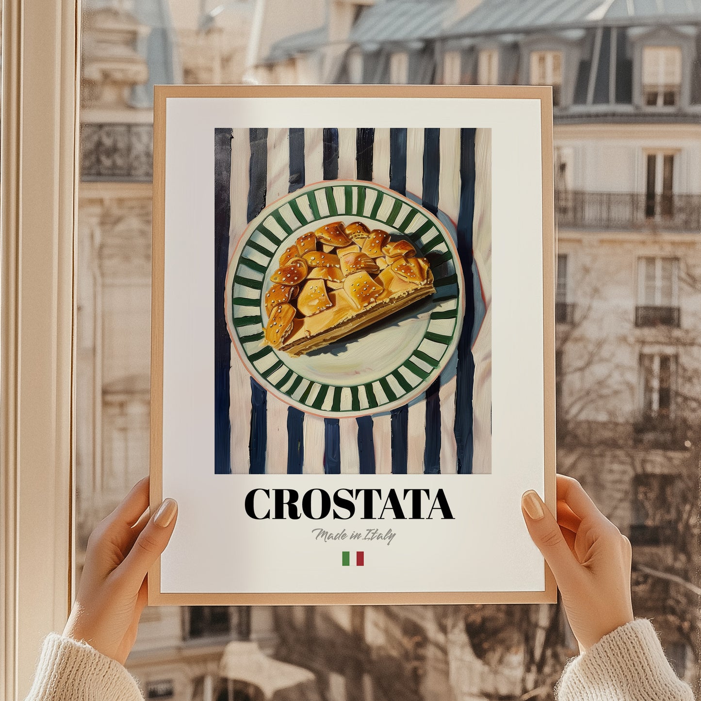 Crostata – Italian Dessert Dish, Café Print, styled in a charming Paris street view