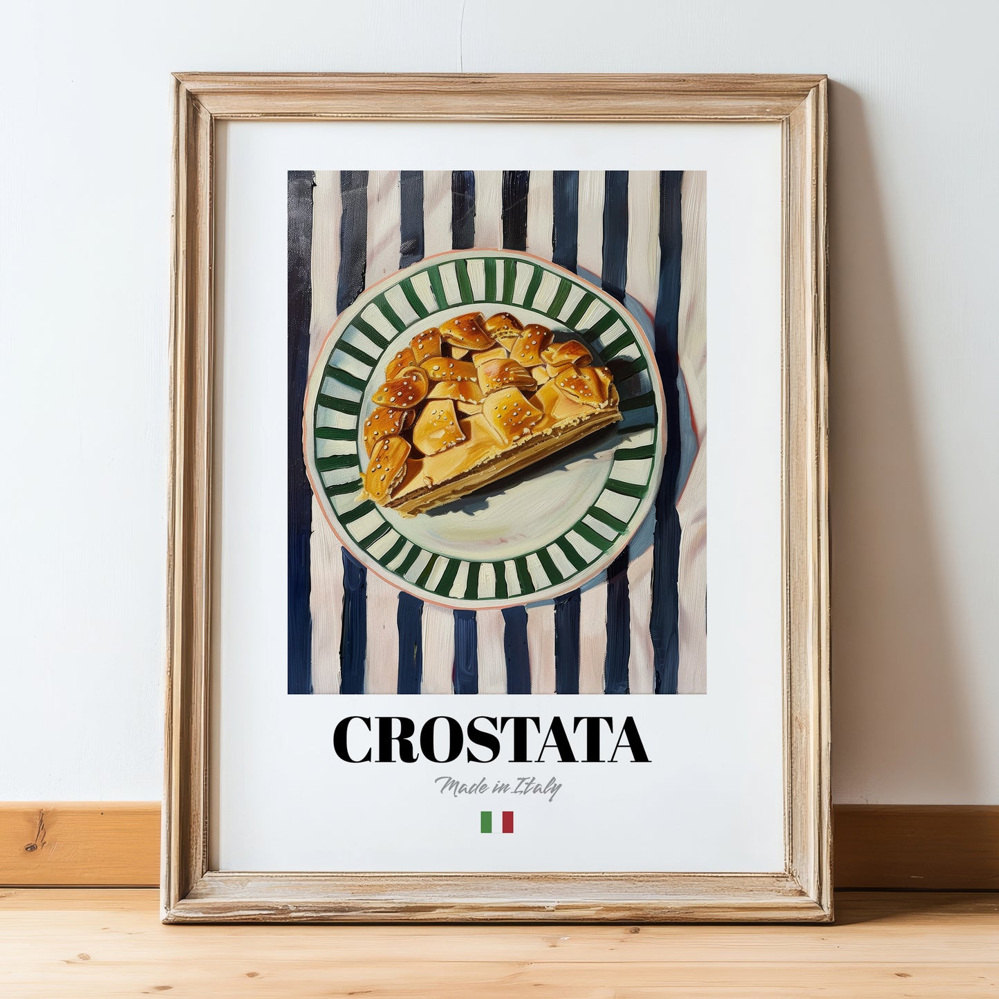 Crostata – Italian Dessert Dish, Café Print, in wooden frame leaning on the floor