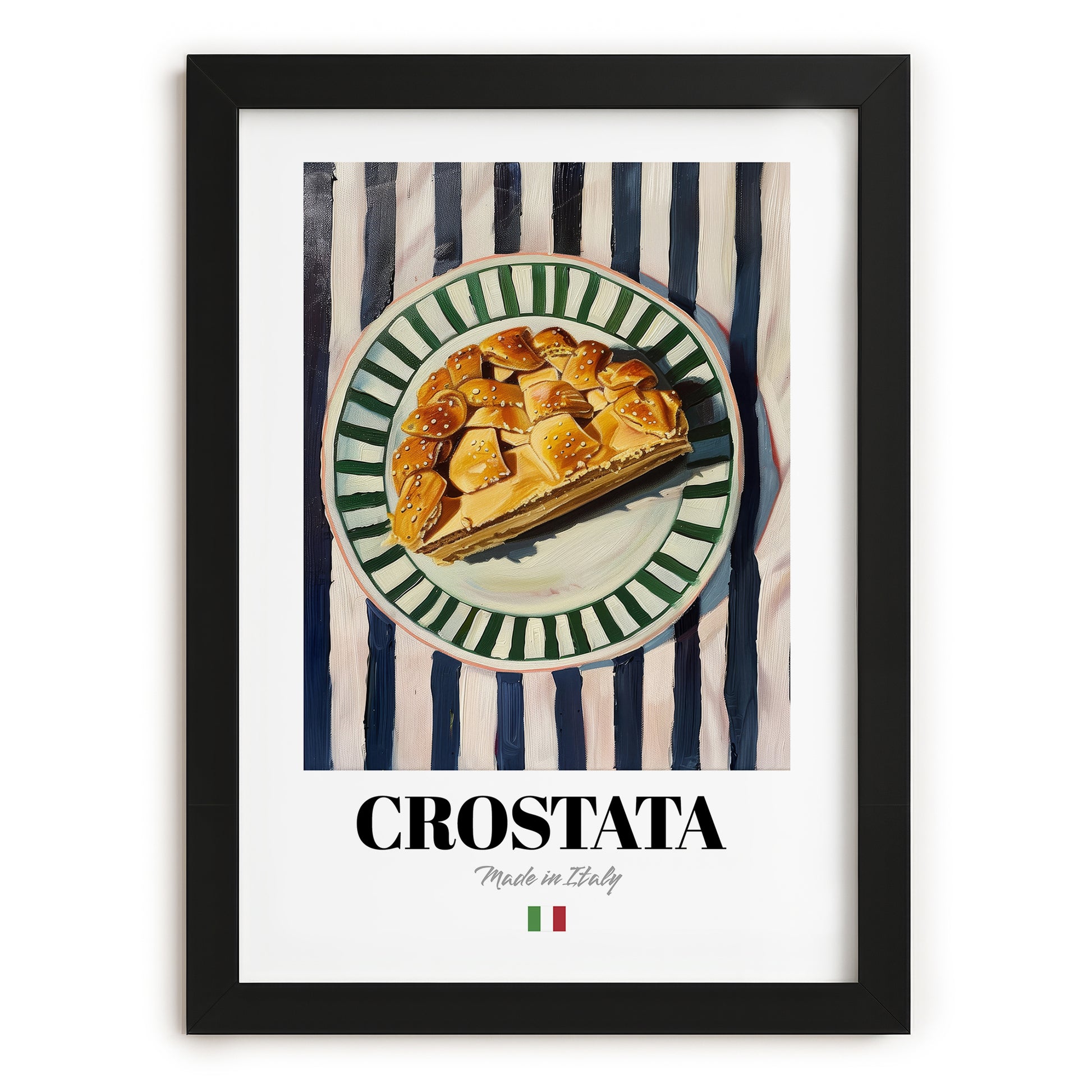 Crostata – Italian Dessert Dish, Café Print, in sleek black frame